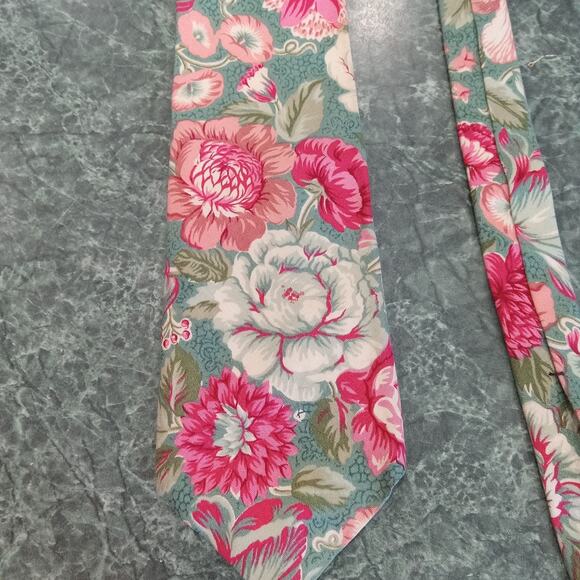 Gordon Thomas Collectibles Rose Floral Pink Tie 100% Cotton Cottage Wedding - Picture 1 of 8